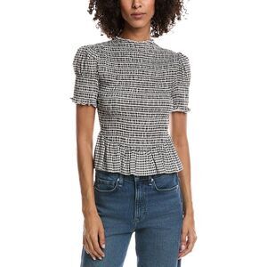 Lyra & Co Womens Smocked Blouse, Black